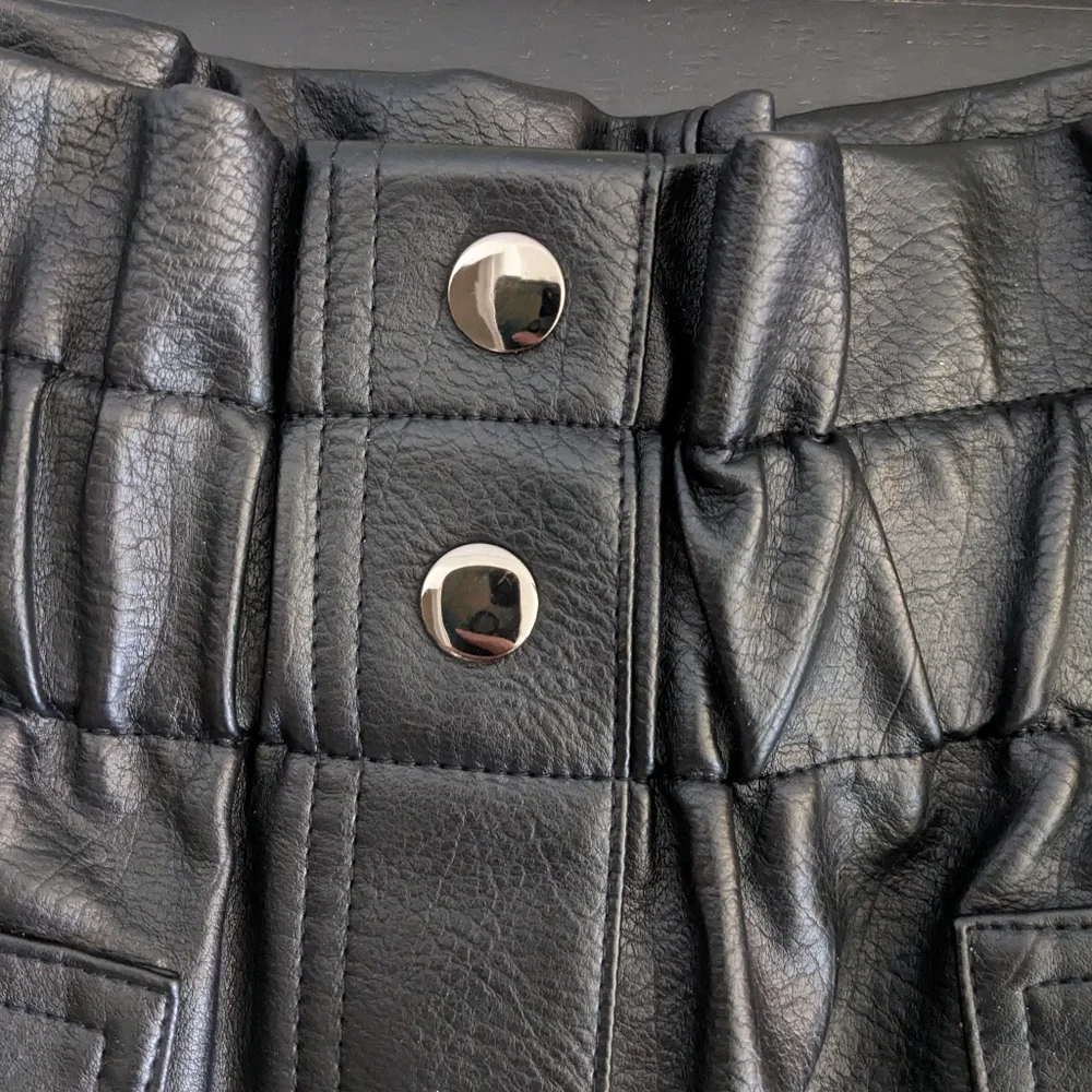 Black Vegan Leather High Waisted Shorts